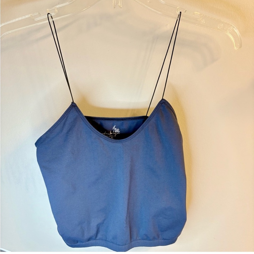 Free People Intimately Skinny Strap Brami Denim Blue With Black Straps Size M/L